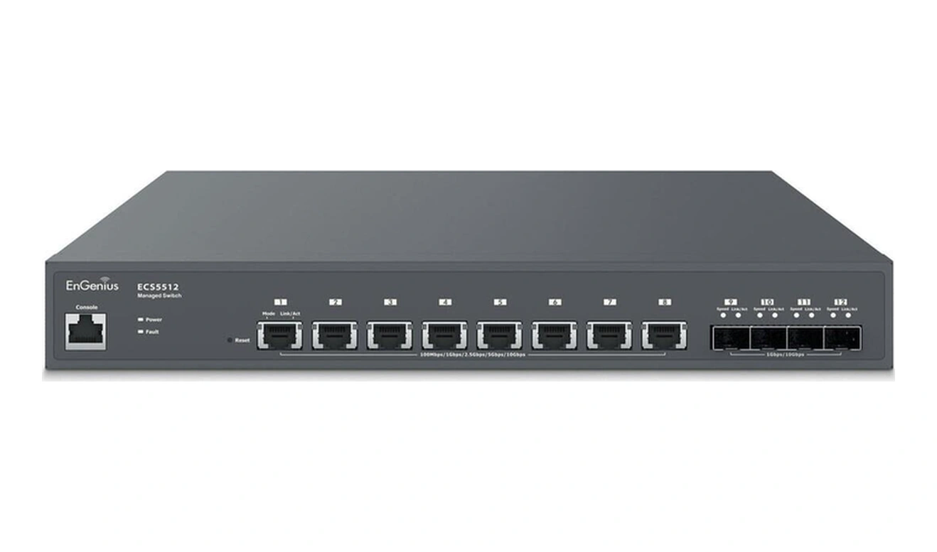 Ecs5512 Switch 8 X 100/1000/2500/5000/10000 10gig Port, 4 X Sfp+ 10gig Port, L2+-112845