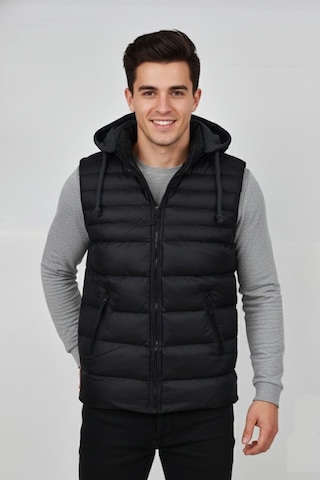 Erkek Kapüşonlu Spor Yelek 4300 Bgl-st04895 Siyah