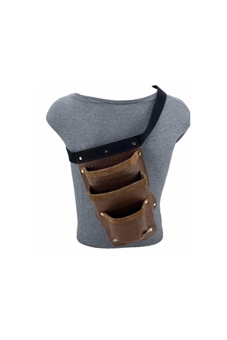 Hakiki Deri Kroko Cepli Tekniker Çivi Önlüğü Bel Çantası Taba