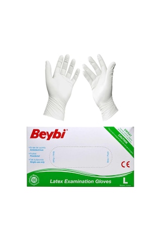 Büyük Boy Latex Pudralı Muayne Eldiveni 100'lü Paket Diğer