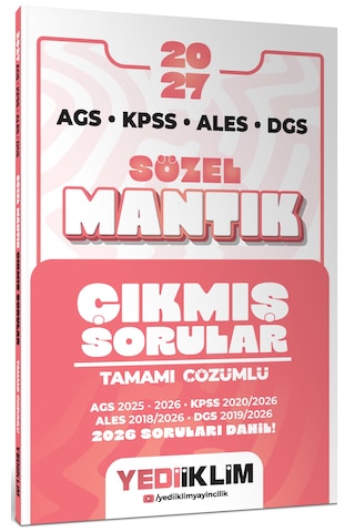 Yediiklim 2027 AGS KPSS ALES DGS Sözel Mantık Tamamı Çözümlü Çıkmış Sorular Yediiklim 2027 AGS KPSS ALES DGS Sözel Mantık Tamamı Çözümlü Çıkmış Sorular