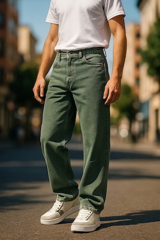 Cedy Denim Yüksek Kalite Baggy Fit Jean Leon Yüksek Bel Bol Kesim Kot Pantolon C352 Haki