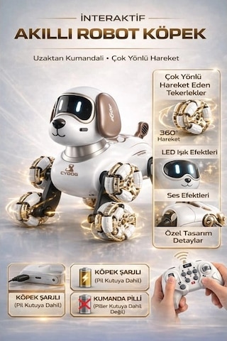 Neodog Robot Köpek Merdiven Çıkabilen Büyük Beyaz Karışık