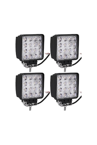 4 Adet 16 Led Off Road Kare Çalışma Lambası Sis Lambası 48 Watt