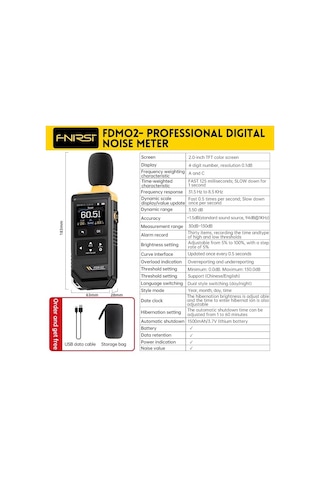 Fnırsı Fdm02 Profesyonel Ses Seviyesi Ölçer Desibel Metre