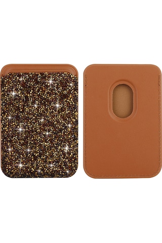 Teleplus Apple Uyumlu iPhone 14 Pro Max Kılıf Glitter Mozaik Magsafeli Taşlı Pırlanta Kapak + Taşlı Manyetik Kartlık