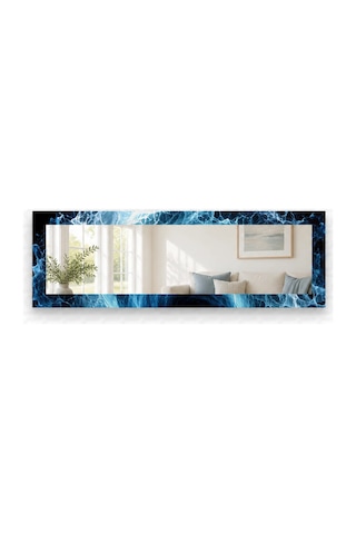 Ay Işığı Yatay Panoramik Aynalı Dekoratif Cam Tablo - 110 X 36 Cm