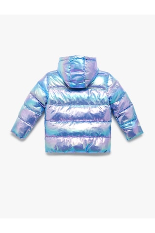 Koton Kapşonlu Fermuarlı Parlak Şişme Mont Mavi 6wkg20023aw Mavi