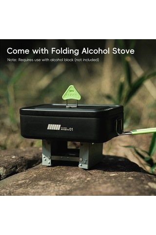 Createtech Siyah Kamp Ocağı Seti Katlanabilir Kaşık Çatal Alüminyum Alkol Alaşımlı Siyah