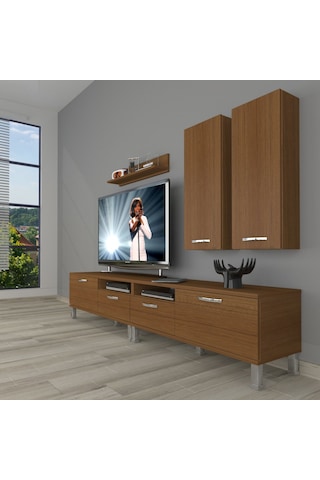 Decoraktiv Eko 5220d Slm Krom Ayaklı Tv Ünitesi Tv Sehpası Ceviz