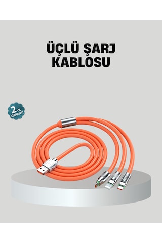Üçlü Şarj Kablosu - Yüksek Hızlı Dayanıklı Ve Uzun Ömürlü