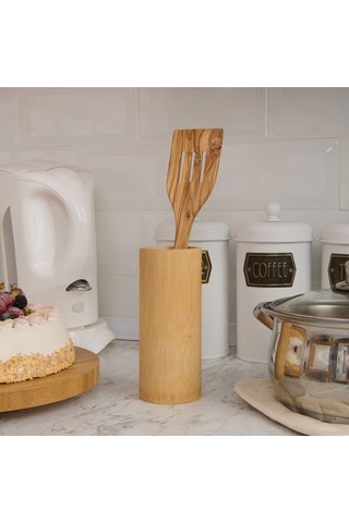 Tivoli Zeytin Ağacı Delikli Spatula - Açık Kahverengi - 30 Cm Açık Kahverengi