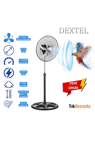 Dextel Vantilatör 5 Metal Kanatlı Soğutucu Pervane 80w