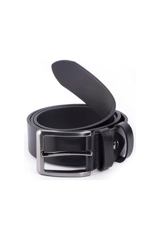 Hakiki Deri Kot Kumaş Kanvas Pantolona Uyumlu Deri Kemer Siyah