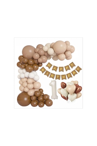 Kraft Gold Banner 1 Yaş Folyo Kalpli 30 Balon Konsept Doğum Günü Seti