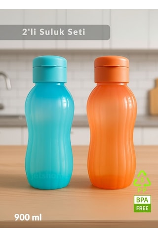 2'li Suluk Bpa Free Ofis-spor-okul Matarası Pp-5 Mavi-turuncu 900 Ml Mavi & Turuncu