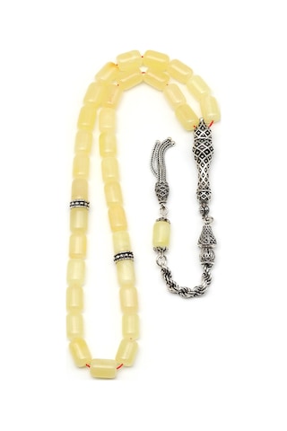 Damla Kehribar Silindir Kesim Tesbih Litvanya Sertifikalı