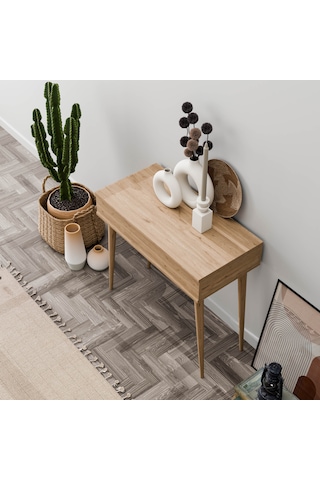 2222 Flora Düşer Kapaklı Aynalı Ahşap Ayaklı 80cm Makyaj Masası