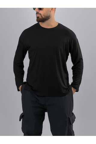 Cocopelli Siyah Bisiklet Yaka Basic Erkek Sweatshirt Coc3540