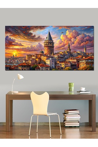 Kanvas Tablo Galata Kulesi Gün Batımı