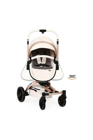 Yoyko Spin 360 Derece Dönebilen Bebek Arabası Beyaz Rose Kasa