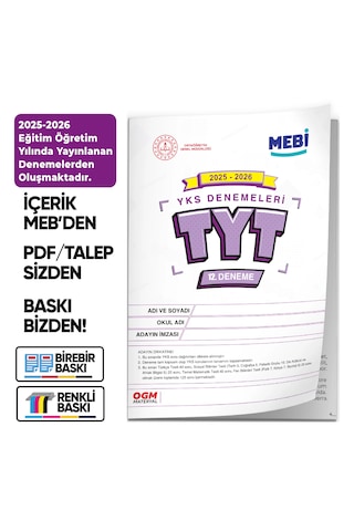 2026 Yks-tyt Mebi Online Türkiye Geneli 12. Deneme Büyük Boy Renkli Baskı Ücreti Güncel Baskı