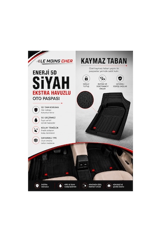 Mg Hs Comfort Havuzlu Oto Paspası Kaymaz Taban Dayanıklı Enerji Siyah