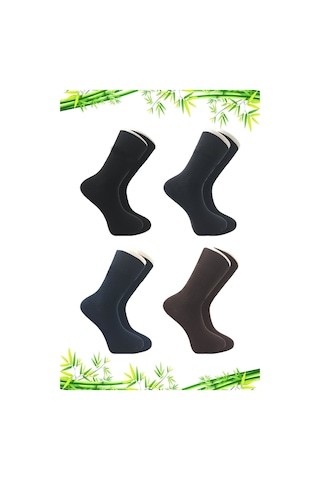 Kardeşler Çorap Erkek Bambu Soket Uzun Asorti Çorap Dikişsiz 4'lü Premium Kutulu Çok Renkli - 704315174 Çok Renkli