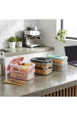 2x1,8 L Çift Katlı Plastik Yemek Taşıma Kutusu 3,6 L Saklama Kabı Sızdırmaz Contalı Şeffaf Kilitli Sefer Tası Beslenme Kabı Lunch Box Erzak Kabı 1 Adet Bakır