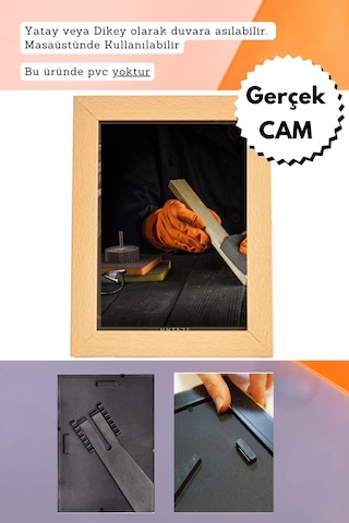 Krem-20mm Çerçeve Camlı 20x25 Cm Fotoğraf Resim Çerçevesi Ayaklı Veya Duvara Asma Yatay-dikey