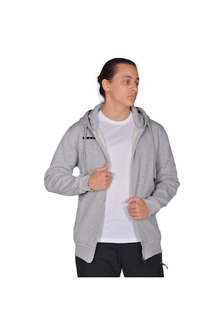 Diadora İmola - Erkek Grimelanj Pamuklu Tam Fermuarlı Sweatshirt Gri Melanj