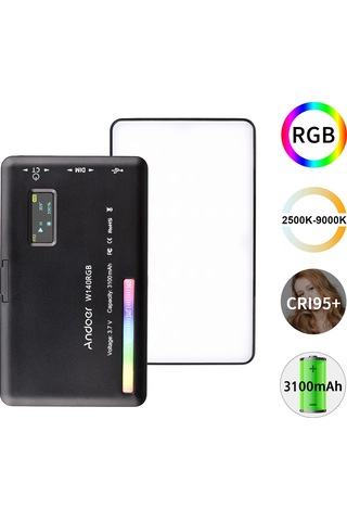 Hallow Andoer W140 RGB Cep Klipsli RGB Video Işığı Siyah