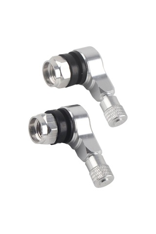 Konesam Alüminyum Alçıksız Motosiklet Lastik Valfi Gümüş - 90 Derece, Hava Basıncı Kontrolü, Kaçak Engelleme, 1 Çift