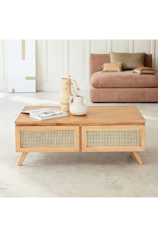 Nova Masif & Rattan Orta Sehpa Naturel