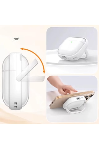 E2m Apple Uyumlu AirPods 4 Crystal Standlı Kılıf Mavi Mavi