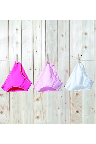 Kız Çocuk Külot 3lü Paket 1294 - Fuşya Pembe Beyaz Çok Renkli