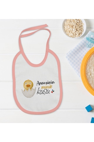 Bk Kids Annesinin Minik Kuşu Tasarımlı Pembe Bebek Mama Önlüğü Pembe