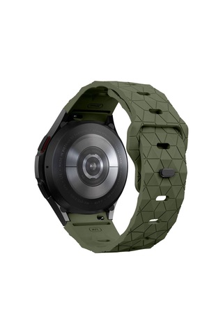 Samsung Uyumlu Galaxy Watch 6 44mm Gllp Krd-116 20mm Futbol Desenli Spor Tasarımlı Silikon Kordon-siyah-kırmızı