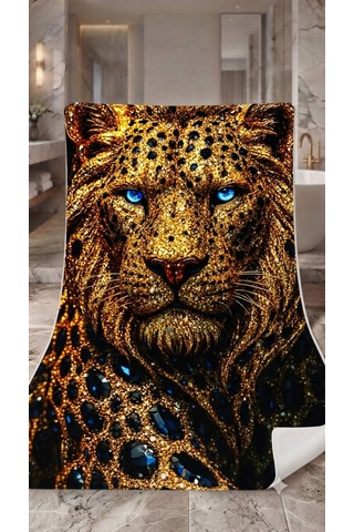 Özel Tasarım Marka Banyo Plaj Spor Havlusu Luxury Premium Organik Pamuk Mikrofiber Su Emici Yumuşak Hızlı Kuruma Solmaz Aslan Kaplan Çok Renkli
