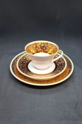 Çay Fincanı 3 Parça 210 Ml Doğu Alman Yapımı Altın-beyaz