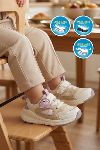 Cool Lila Cırtlı Desenli Anatomik Bebek Spor Ayakkabı Sneaker Dorian İa