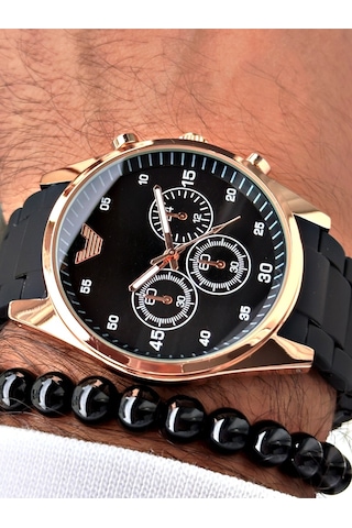 Premium Tasarım Silikon Kordon Exclusive Serisi Metal Kasa Erkek Kol Saati-bileklik Hediyeli Metalik