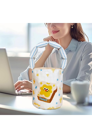Homyl Kadın Kova Çantası Taşınabilir Çanta Günlük Sevimli Ekmek Deseni