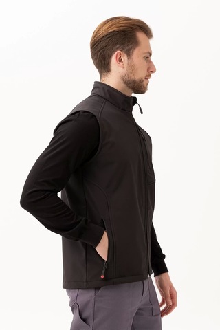 Softshell Erkek Yelek Kışlık İş Güvenliği Salina Günlük Kullanıma Uygun Konforlu Kesim Fermuarlı Siyah