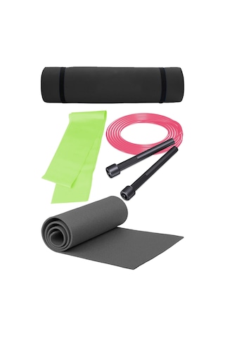 Fırsat Pilates Seti 6mm Pilates Minderi Atlama Ipi Lateks 120 Cm Pilates Bandı 00123, One Size Beyaz - Pembe