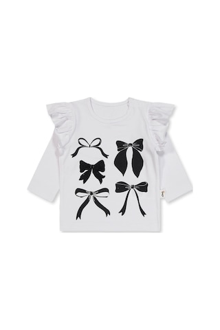 Civil Baby Fiyonk Baskılı 6-18 Ay Takım - Beyaz Beyaz-siyah