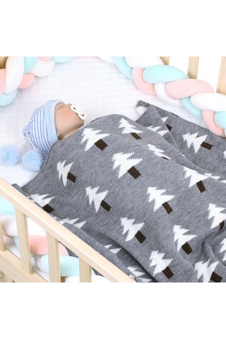 Sones Bebek Örgü Noel Ağacı Kucaklama Battaniyesi Şal Örtüsü Beyaz