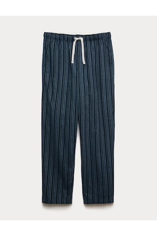 Marks & Spencer Saf Pamuklu Çizgili Pijama Altı T07005128 Lacivert
