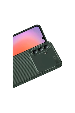Uray Store Samsung Galaxy Uyumlu  A37 5g Auto Focus Karbon Kapak - Koyu Yeşil