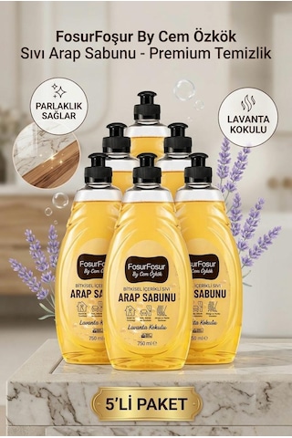 Foşurfoşur By Cem Özkök Lavanta Kokulu Bitkisel Sıvı Arap Sabunu 5 x 750 ML